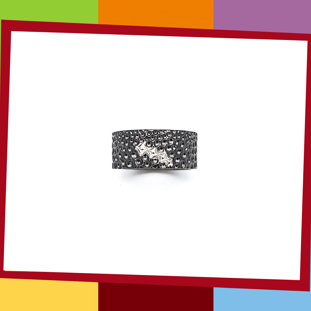 Manta Bold Ring | Elliot Jewelry  925 Silver coated with Black and White Gold